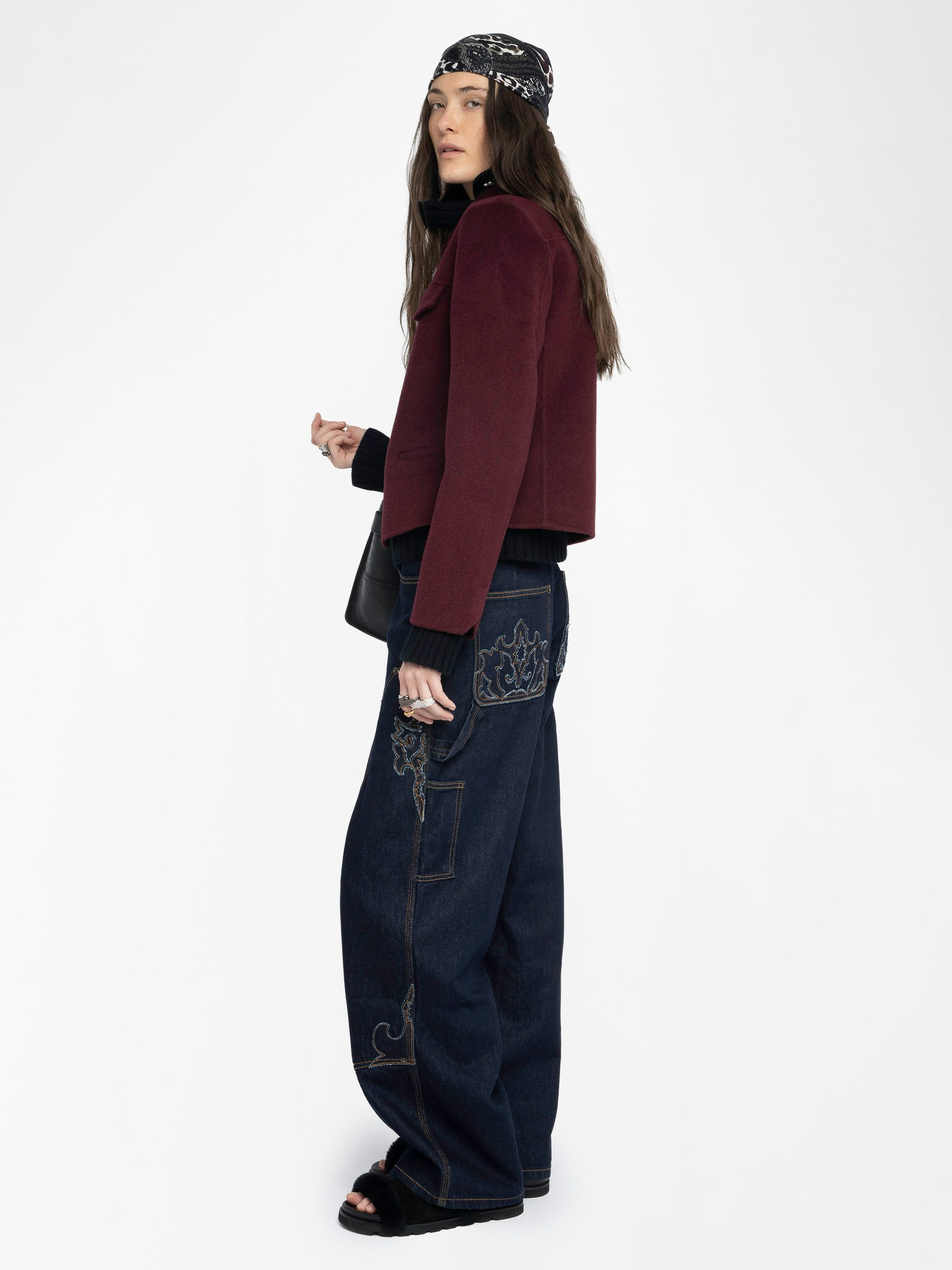 Liam Jacket - Fitted double-faced jacket in wool blend, long sleeves, button closure and embossed wings at the back.